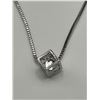 Image 2 : Silver  Necklace With .75 Carat Solitaire Pendant in Cube Design