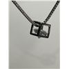 Image 4 : Silver  Necklace With .75 Carat Solitaire Pendant in Cube Design