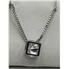 Image 5 : Silver  Necklace With .75 Carat Solitaire Pendant in Cube Design