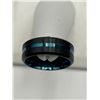 Image 4 : Men’s Tungsten Carbide Ring With Black and Blue Accents