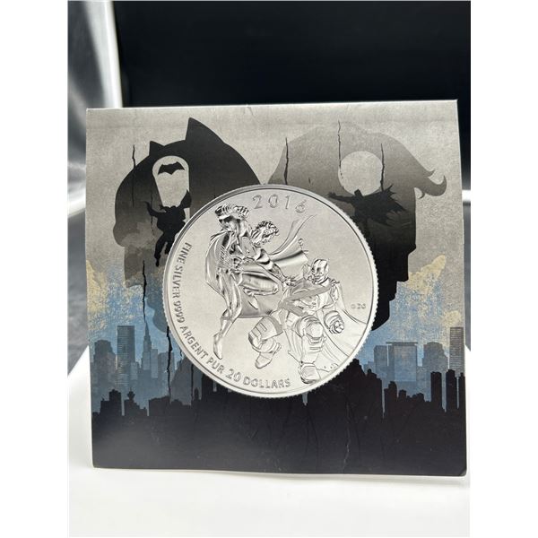 2016 Canadian $20 Fine .999 Silver Coin  Superman and Batman