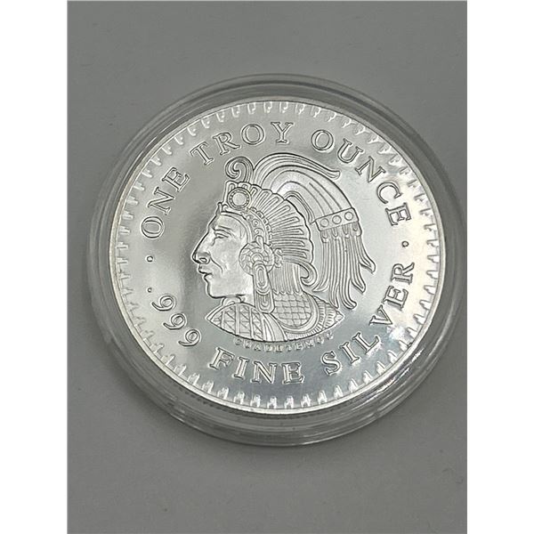 1 Troy Ounce .999 Fine Silver Round Featuring Aztec Design