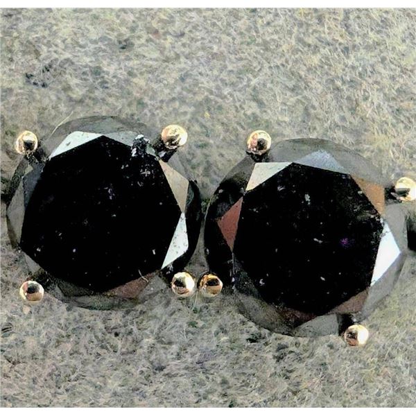 $1700, 14K(1.24g), BLACK DIAMOND (2.4ct)EARRING, appraised value $1700