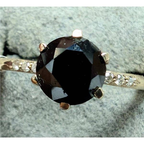 $2100, 10K(1.4g), BLACK DIAMOND (1.2+0.05ct)RING, size 6.75, appraised value $2100, ring resizeable 