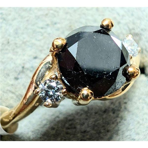 $2725, 10K(2.57g), BLACK DIAMOND (1.6+0.12ct)RING, size 6.5, appraised value $2725, ring resizeable 
