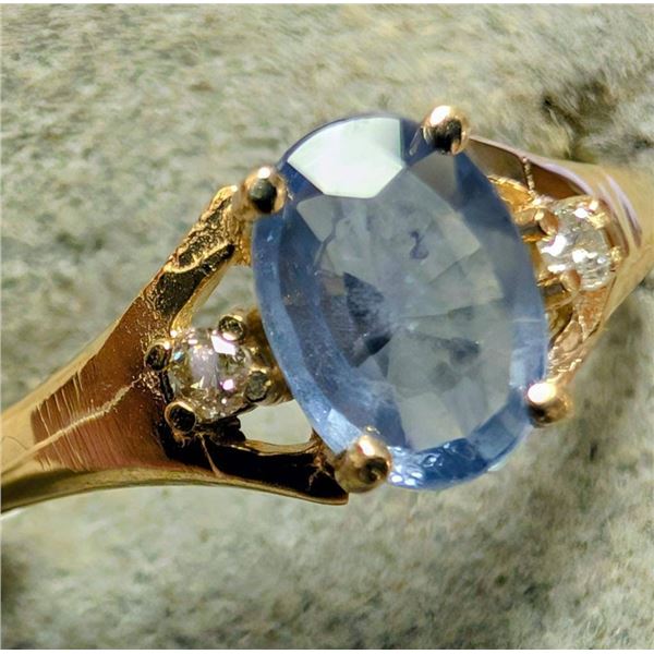 $1355, 10K(1.55g), SAPPHIRE (1.1ct), DIA (0.04ct)RING, size 7.5, appraised value $1355, ring resizea