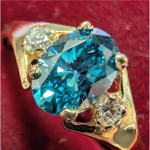 $2200, 10K(1.3g), LAB BLUE DIAMOND (0.61+0.06ct)RING, size 6.5, appraised value $2200, ring resizeab