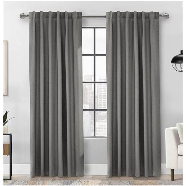 Lot of 2 – ThermaPlus Baxter Total Blackout Curtain, 52 x 84 Inches, Gray