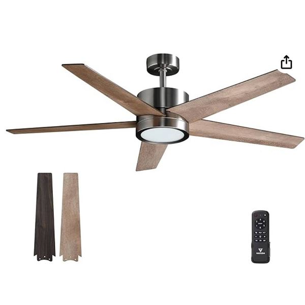 Ceiling Fan 52” With Light: Modern Remote Control Fans Downrod Mounted – Quiet Rev