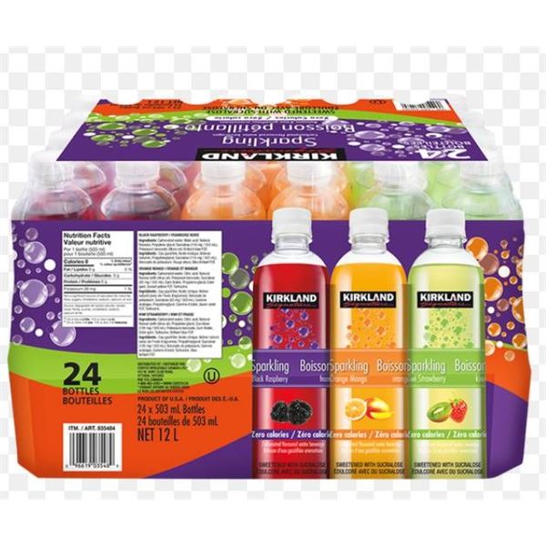 Kirkland Signature Sparkling Flavored Water, 24 Bottles, 503 mL Each