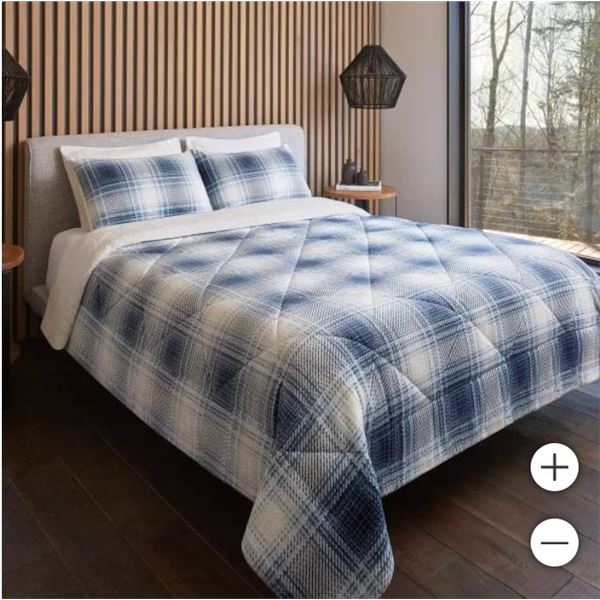 Roots Home – Reversible 3pc Sherpa Comforter Set Size King