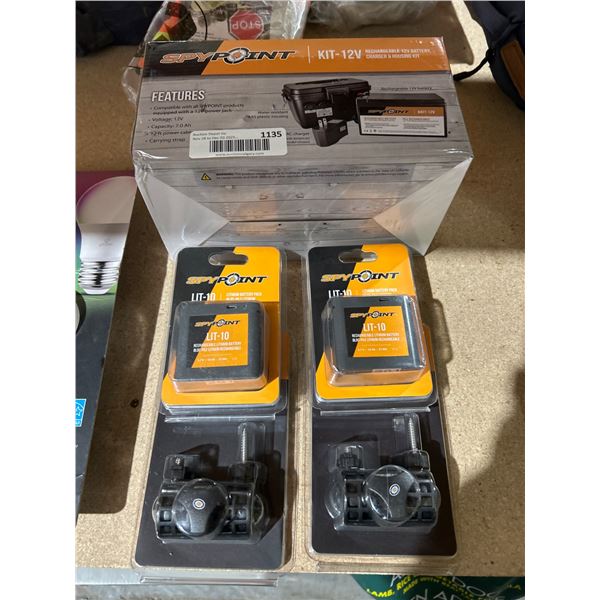 Lot of Spypoint KIT-12V with LIT-10 Lithium Battery Pack and MA-500 Mounting Arm