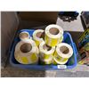 Image 1 : Bulk Lot of Rolls of Yellow and White Adhesive Labels for Industrial Use