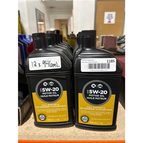 Case of Kirkland SAE 5W-20 Full Synthetic Motor Oil, 12 x 946mL