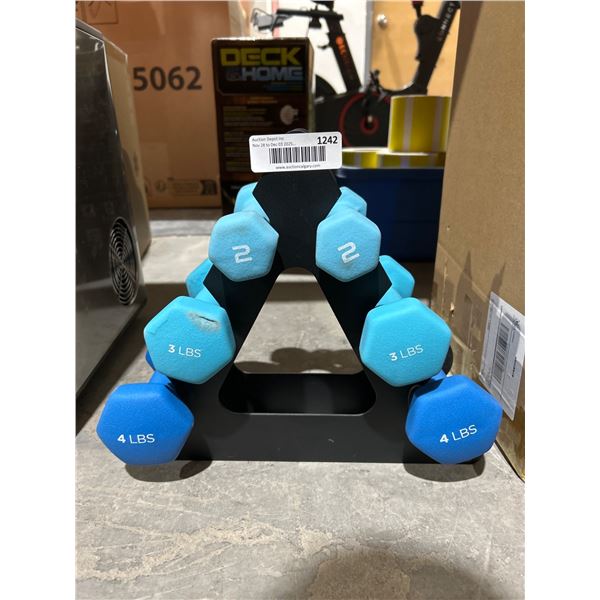 6-Piece Dumbbell Set with Stand, 2 lb, 3 lb, and 4 lb Weights