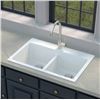 Image 1 : Allen + Roth 31 x 20.5-in Matte White Double Equal Drop-In Undermount 5 Holes Kitchen Sink