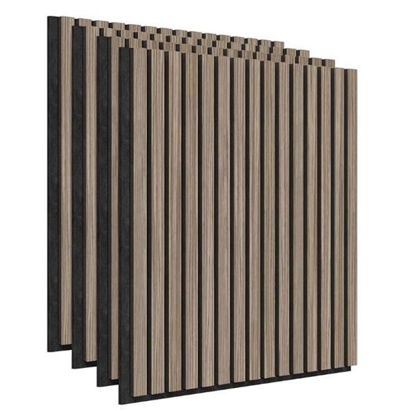 Artika Sonolok Sound-Absorbing Slatted Panel Kit, Walnut Finish, (4 Panels) Covers 15.5 Sq Ft