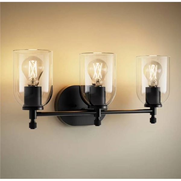 Kohler Orime 3-Light Sconce With Clear Glass Shades in Matte Black Finish