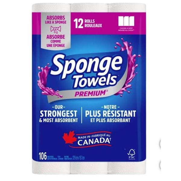 Sponge Towels Premium 12-Roll 2-Ply Paper Towels