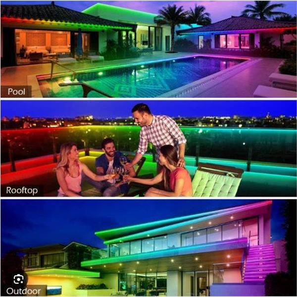 ALITBTON 300 LED/10m Outdoor LED Strip Lights, Waterproof, IP68 with Self-Adhesive Back