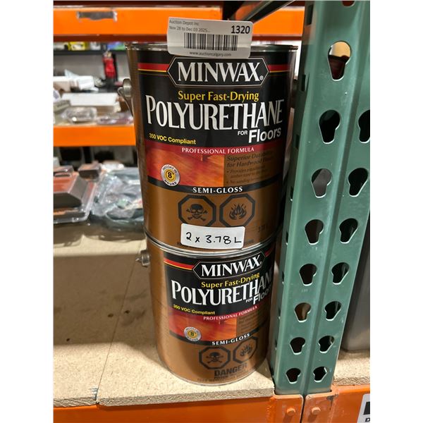 Minwax Polyurethane for Floors, Semi-Gloss, 3.78L, Set of 2