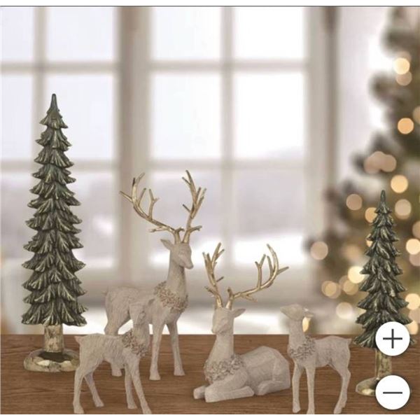 Deer Family with Trees – Set of 6
