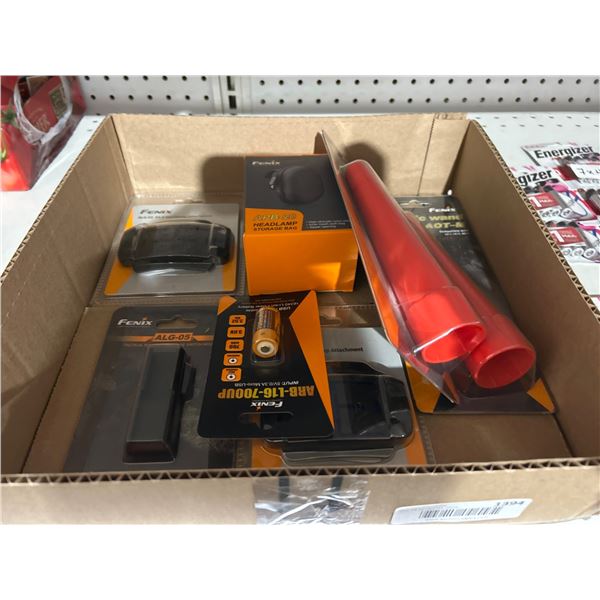 Fenix Accessories Lot: Traffic Wand, Headlamp Attachments, Battery, and Bag
