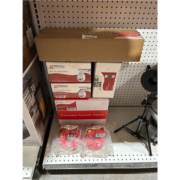 Lot of Arrow Security System Components-  Hub, Cameras, Cables, and NVR Network Components