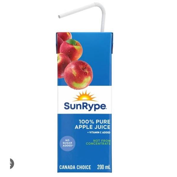 SunRype 100 Percent Pure Apple Juice 38 x 200ML