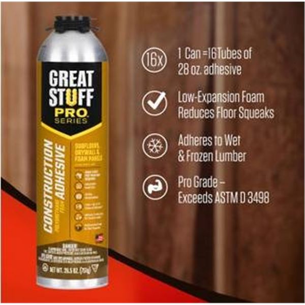 Great Stuff Pro Series Construction Adhesive 3-Pack, 750g Each