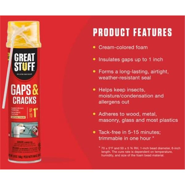 Great Stuff Gaps & Cracks Insulating Foam Sealant, 568g, Multipack of 6