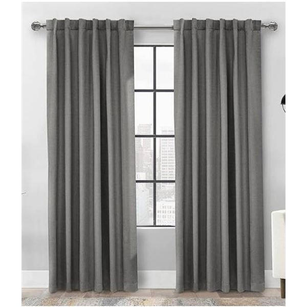 Lot of 2 – ThermaPlus Baxter Total Blackout Curtain, 52 x 84 Inches, Gray