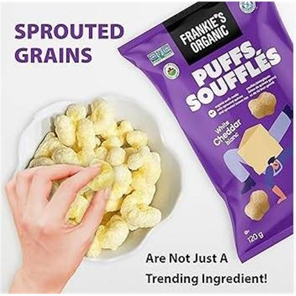 120g Organic White Cheddar Puffs by Frankie’s, Pack of 12