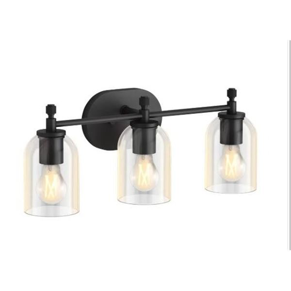 Kohler Orime Matte Black 3-Light Sconce With Clear Glass Shades