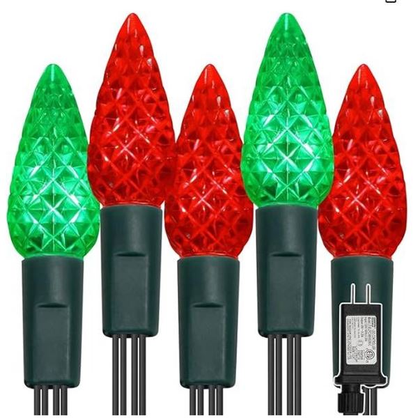 Sylvania Stay-Lit LED C6 Lights, 2 Sets of 100, Red and Green