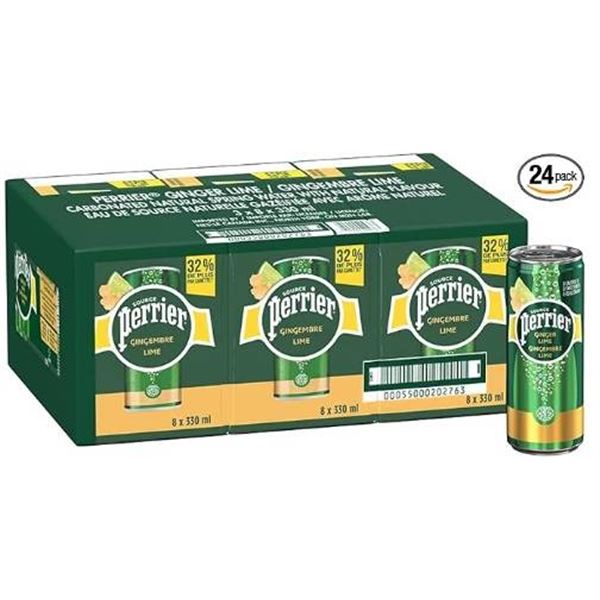 Perrier Carbonated Natural Spring Water, 24 Cans, 330 ml Each