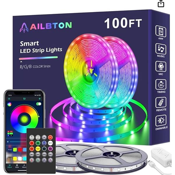 Ailbton Outdoor Waterproof LED Strip Lights for Decoration 100ft