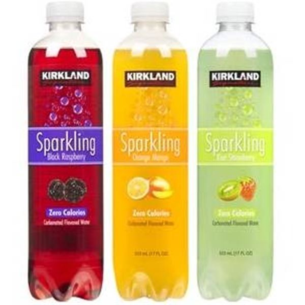 24 Kirkland Signature Flavored Sparkling Water Bottles, Assorted Flavors, 503 mL Each