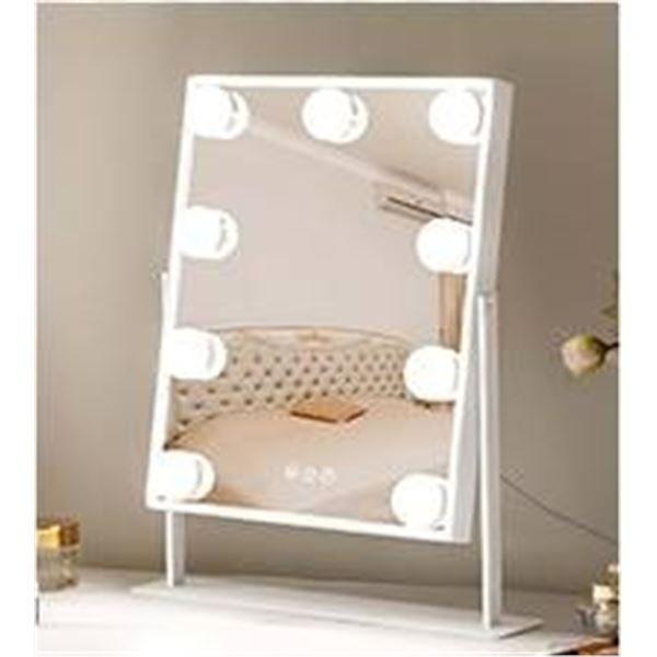 Leishe Vanity Mirror with 360-Degree Rotation in White Finish