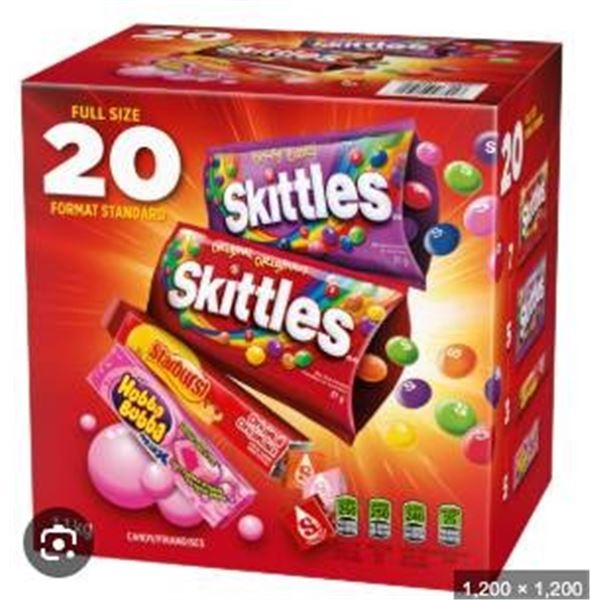 1.1 kg Assorted Candy Mix Featuring Skittles, Starburst, and Hubba Bubba