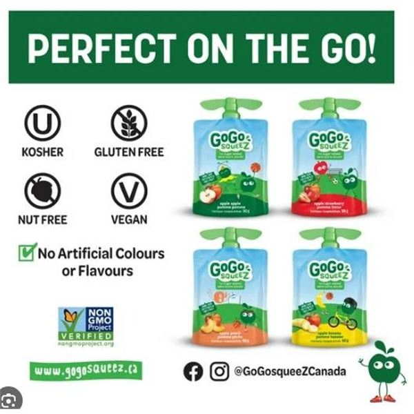 GoGo squeeZ Organic Fruit Sauce, 24 Pack, 2.16 kg