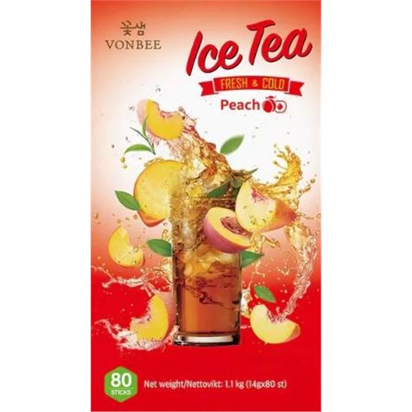VonBee Iced Tea Refreshing Peach Drink Mix – 80 Sticks, 1.12 kg