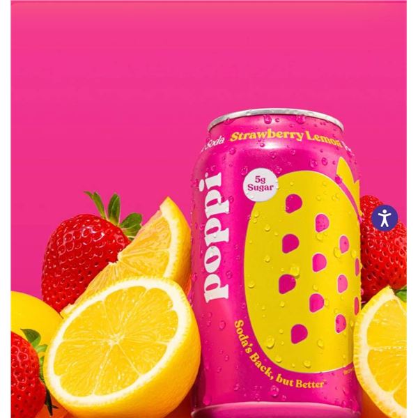 Poppi Strawberry-Lemon Flavored Soda 355mL Each x 12
