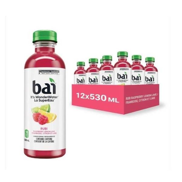 Bai Raspberry Lemon Lime Flavored Beverage – 12 Bottles x 530 mL Each