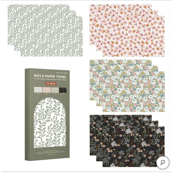 Evergrace Not-A-Paper Towel, 12-Pack, Multi-Design