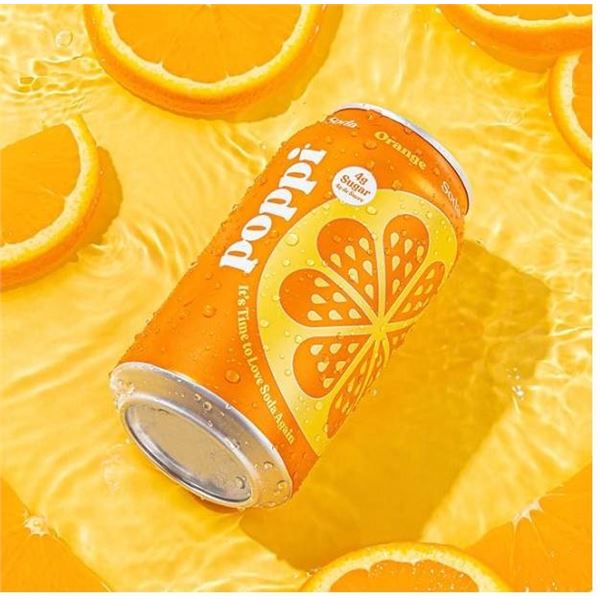 Poppi 12-Pack 355ml Soda Beverages – Orange Flavor