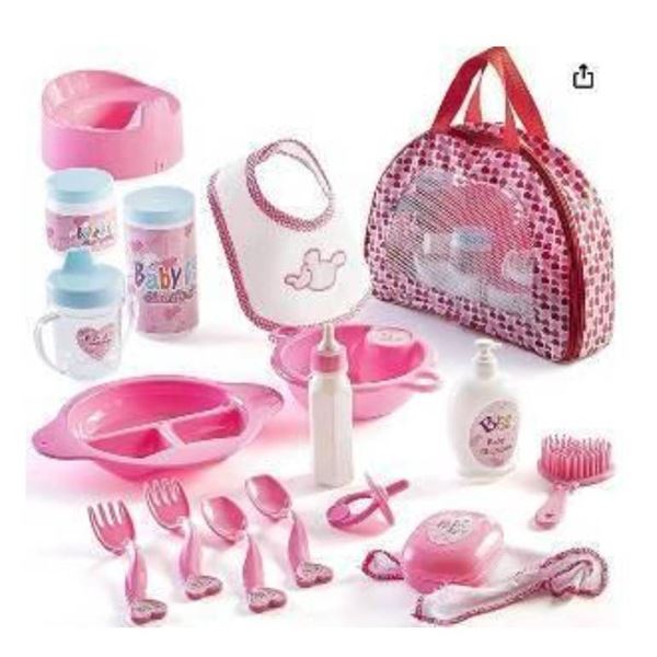 Case Lot Of 16  Prextex Baby Doll Accessories In Carrying Bag, 18 Pieces Per Set