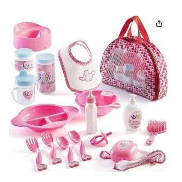 Case Lot Of 16  Prextex Baby Doll Accessories In Carrying Bag, 18 Pieces Per Set