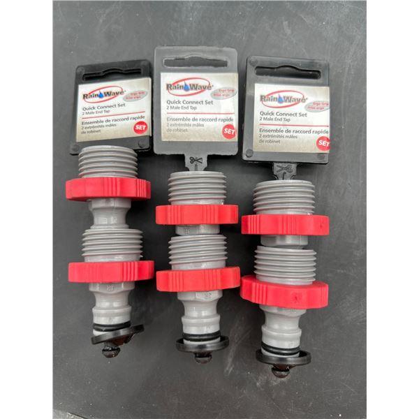 Lot of 3 RainWave Quick Connect Set with 2 Male End Tap Pieces
