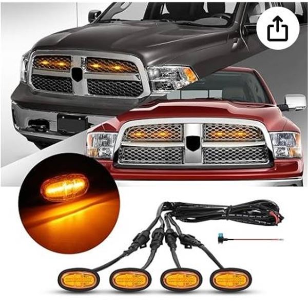 Ficolfo 4 Pcs Led Grill Lights Compatible with 2013-2018 RAM 1500 & 2019-2024 RAM 1500 Classic- LED 
